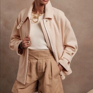 Banana Republic NWT Ivory Oversized Balmacaan Jacket Size Small